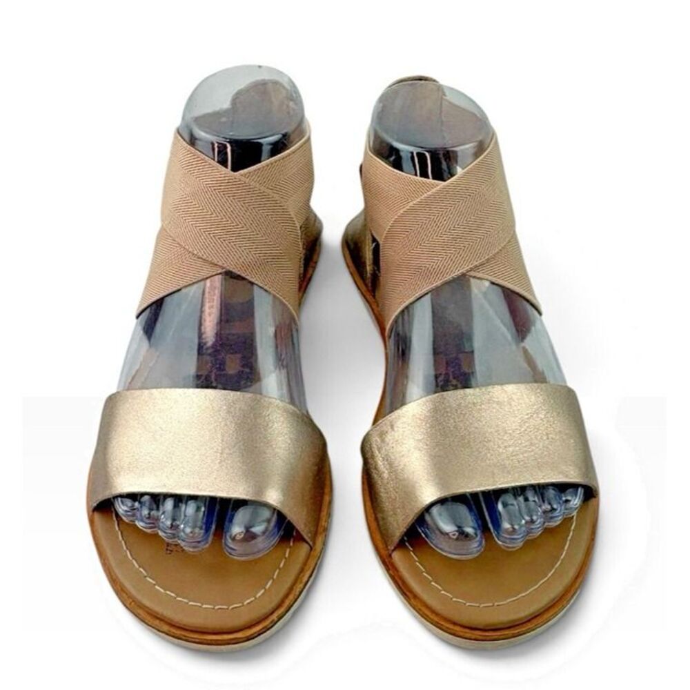 *SOREL Shoes Woman’s Size 6 Gold Tan Metallic Ella II Leather Strappy Sandals